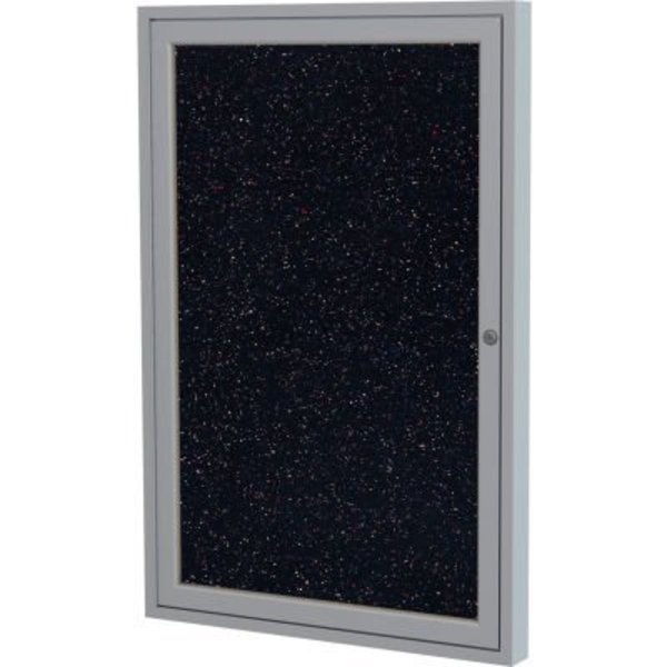 Ghent Ghent Enclosed Bulletin Board, 1 Door, 18"W x 24"H, Confetti Recycled Rubber/Silver Frame PA12418TR-CF